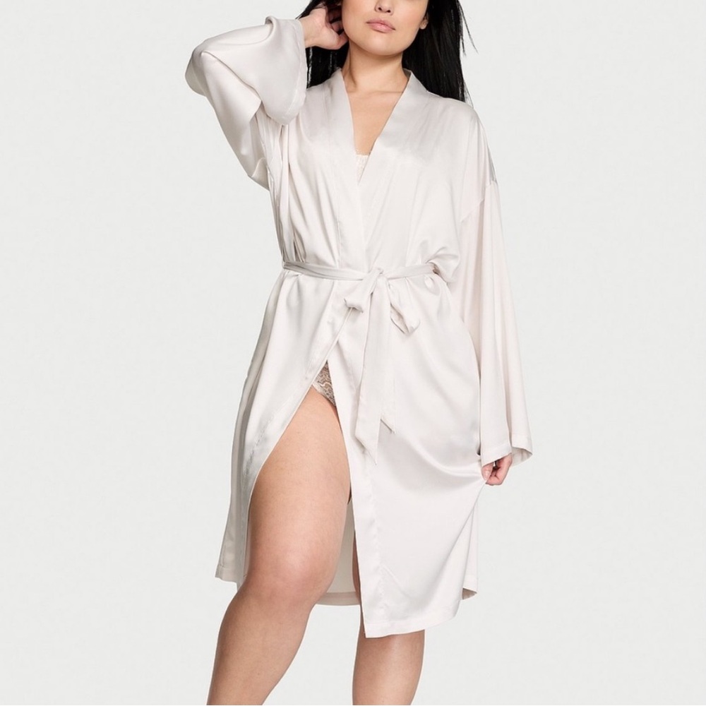 Victoria's Secret coconut white satin midi Robe